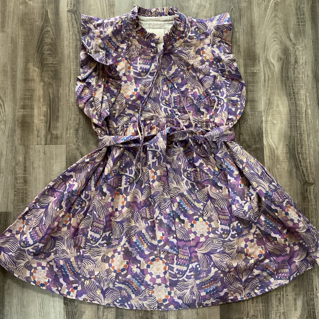 Chufy Myia Mini Dress In Purple And Gold Size Xs
